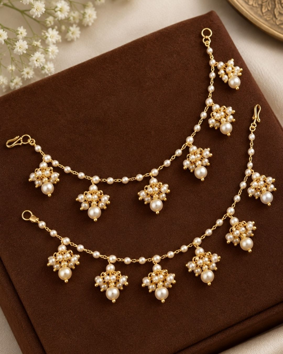 Gold Plated Pearl Earchains