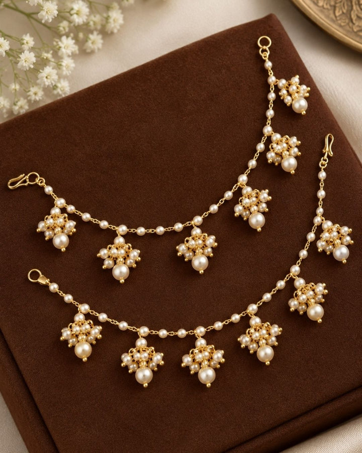 Gold Plated Pearl Earchains