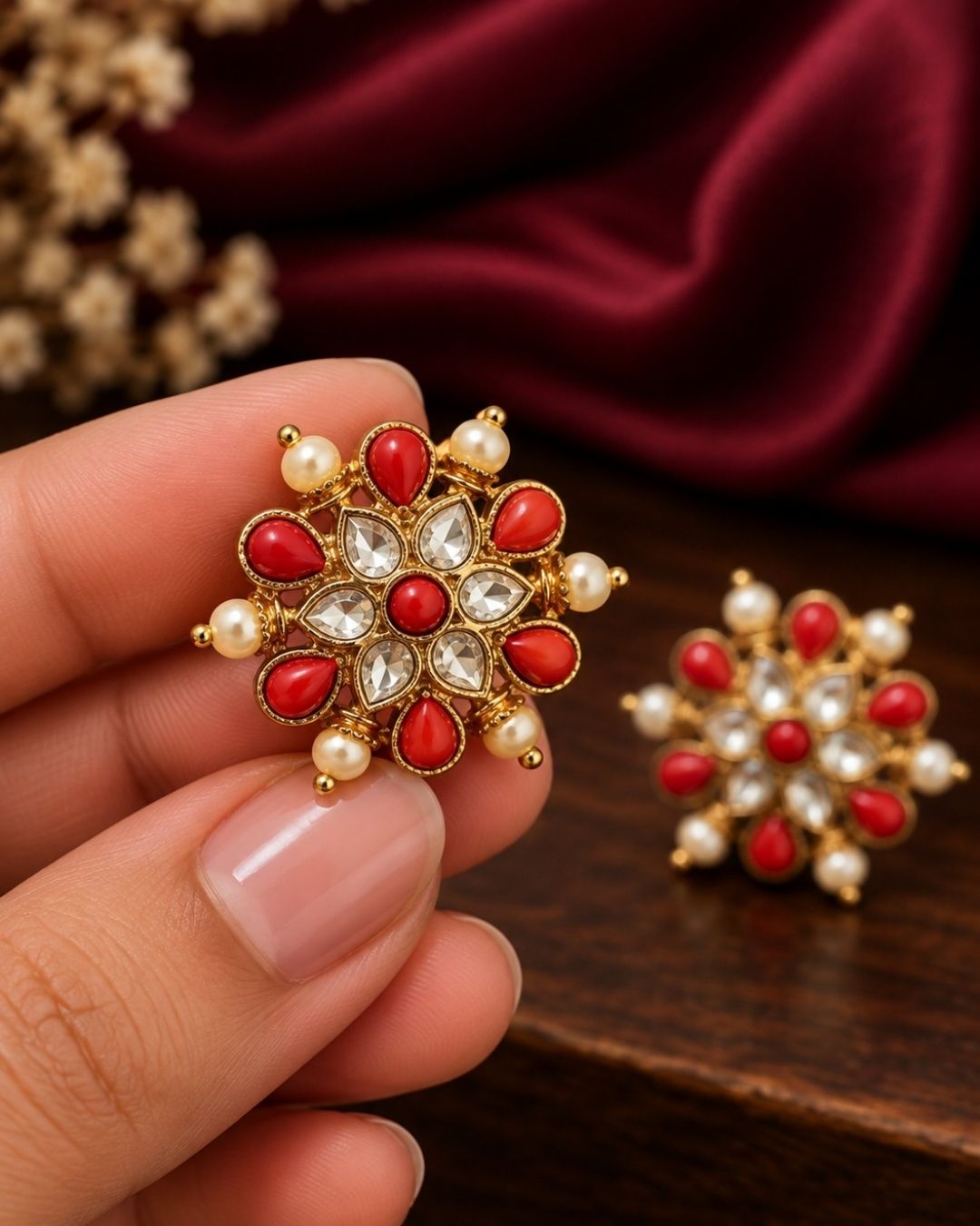 Gold Plated Floral Coral Studs