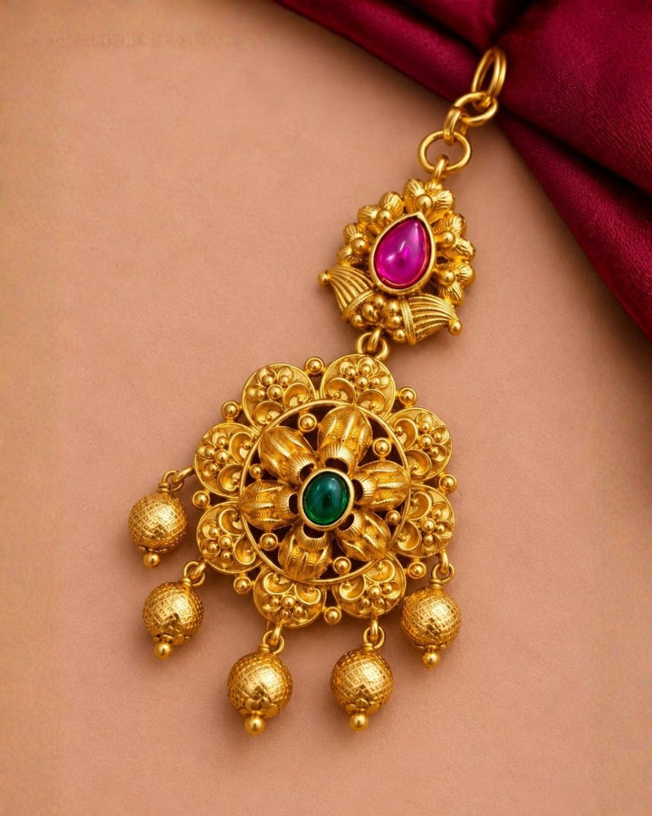 Jadau Kundan Gold Plated Traditional Floral Maangtikka