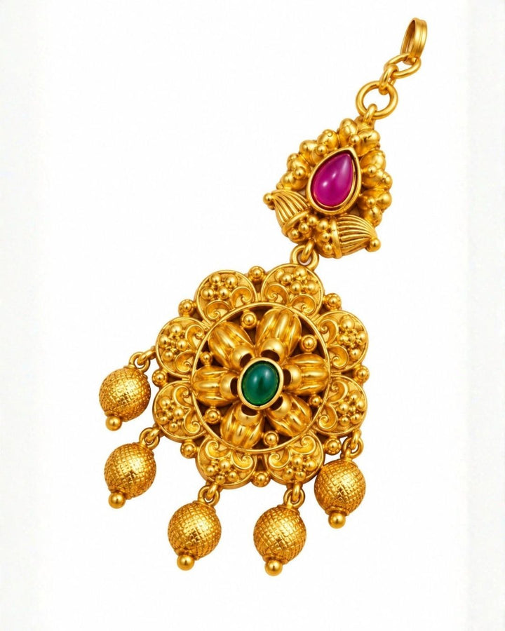 Jadau Kundan Gold Plated Traditional Floral Maangtikka