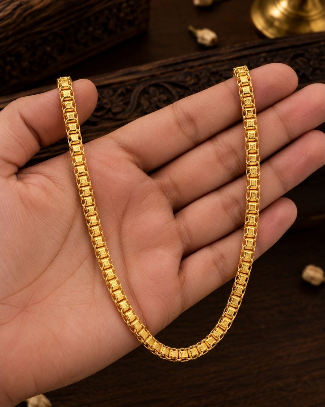 Gold Plated Men’s Stylish Textured Chain