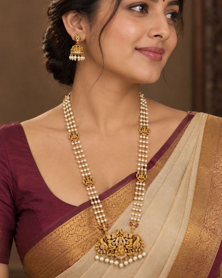 Jadau Kundan Gold Plated Temple Lakshmi Devi Haram