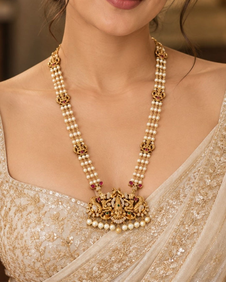 Jadau Kundan Gold Plated Temple Lakshmi Devi Haram