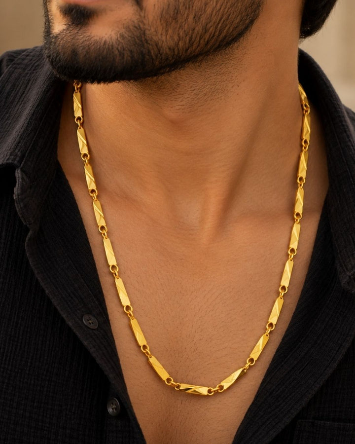 Premium Gold Plated Link Pattern Neck Chain For Men