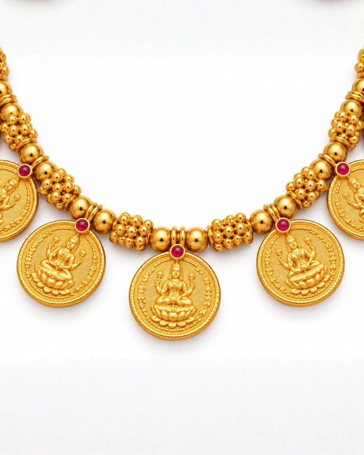 Gold Plated Goddess Lakshmi Coin Haram for Women