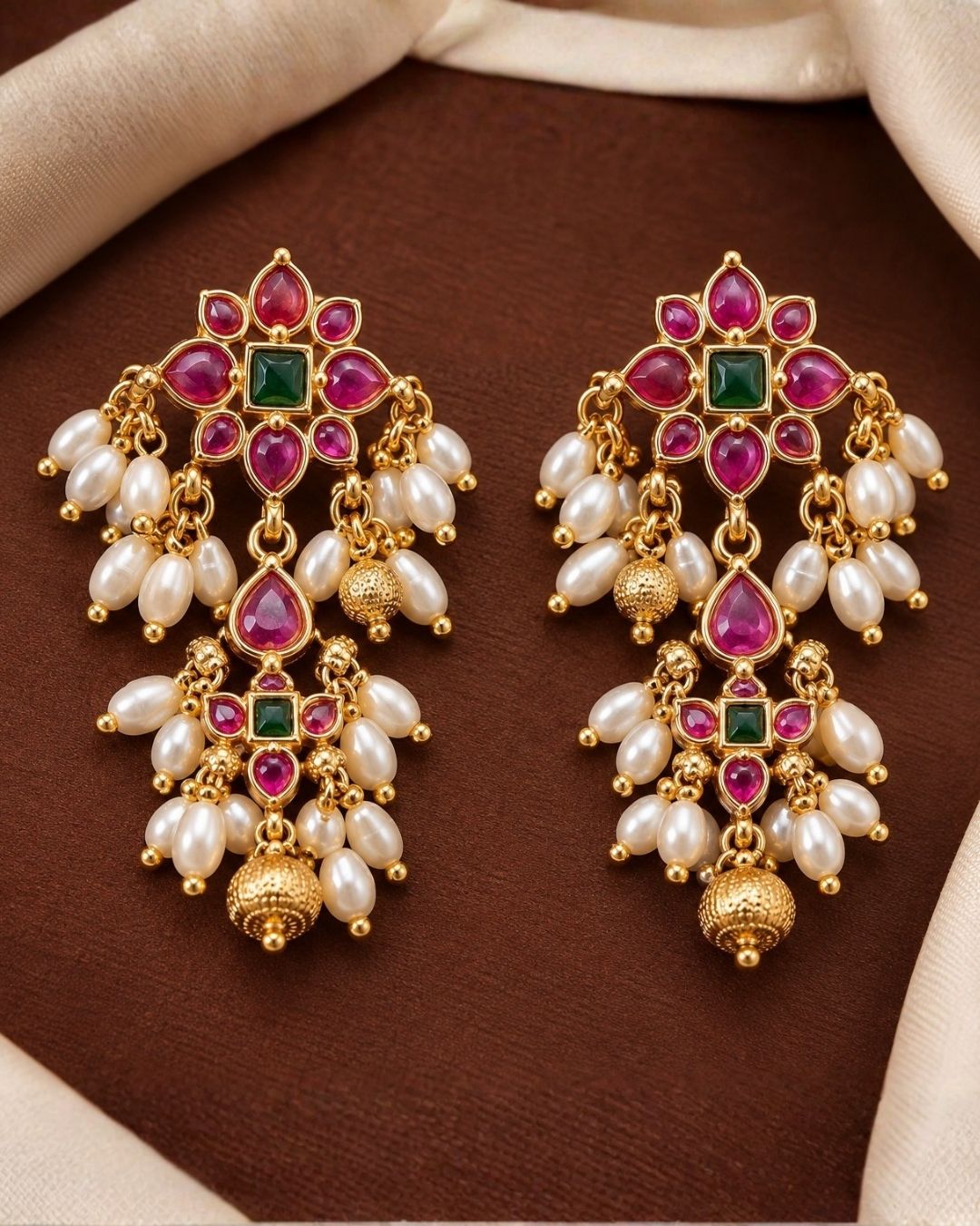 Jadau Kundan Gold plated Necklace With Earrings