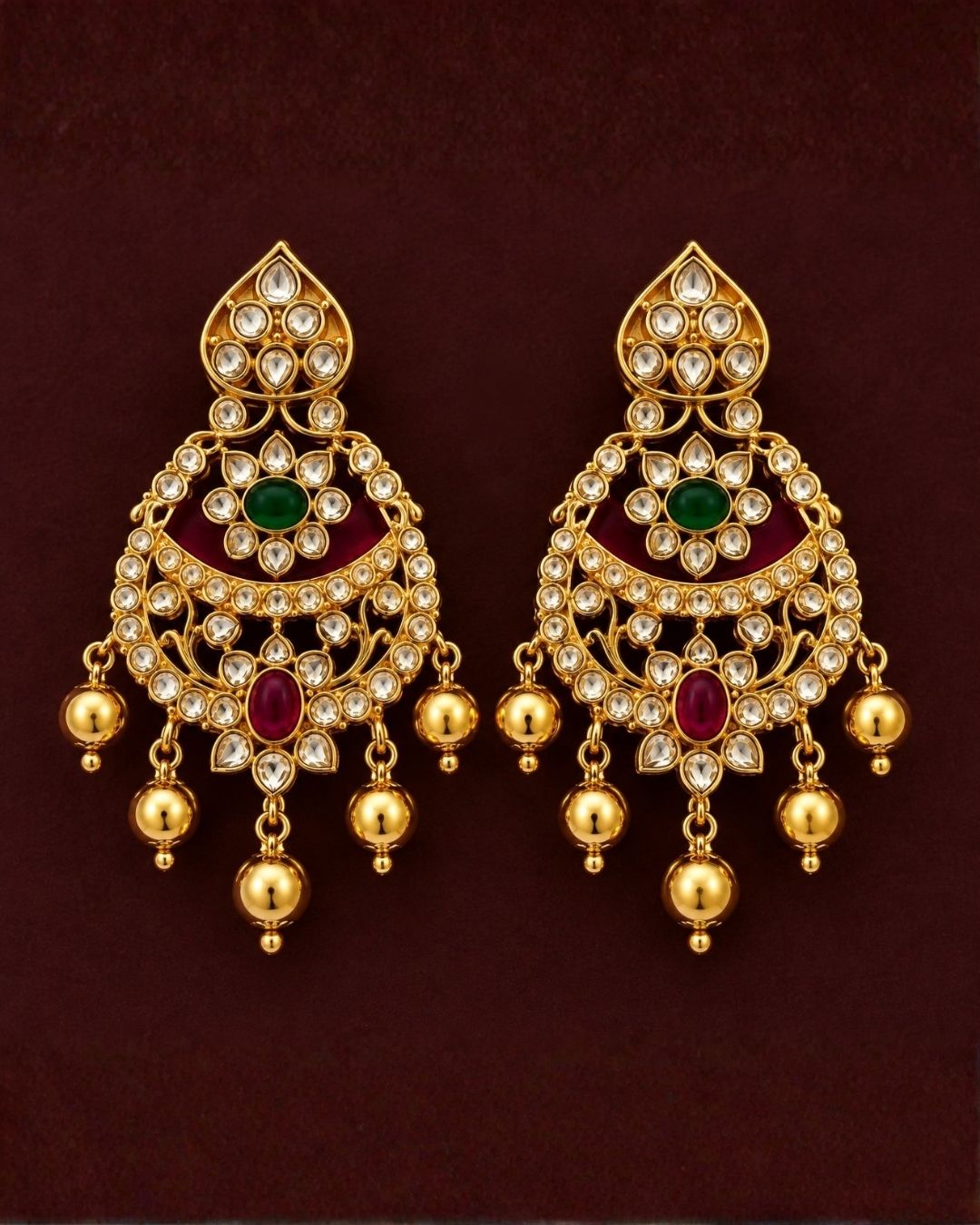 Jadau Kundan Gold Plated Beads Antique Necklace with Earrings