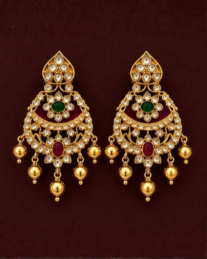 Jadau Kundan Gold Plated Beads Antique Necklace with Earrings