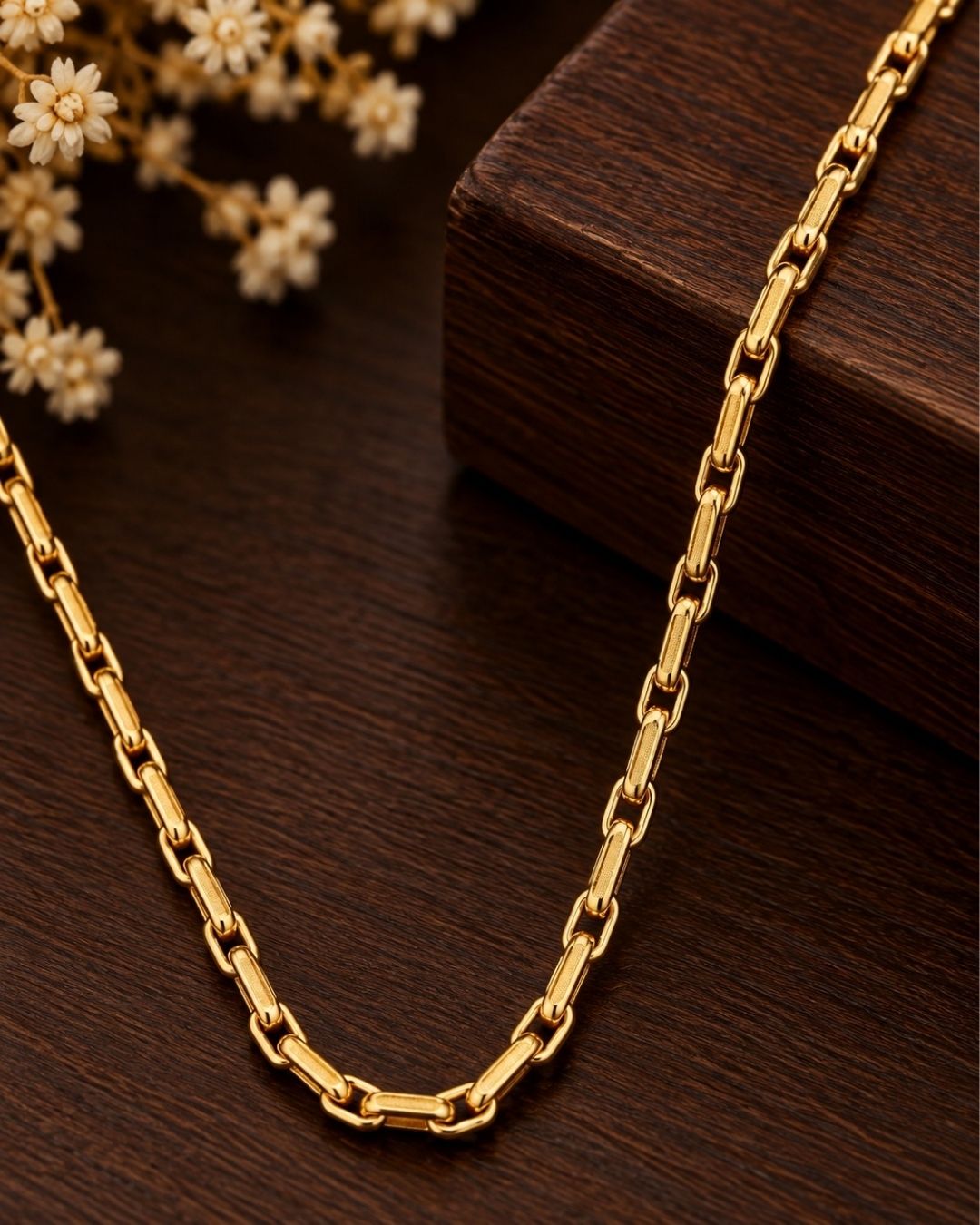 18k Gold Plated Bar and Link Chain for Women