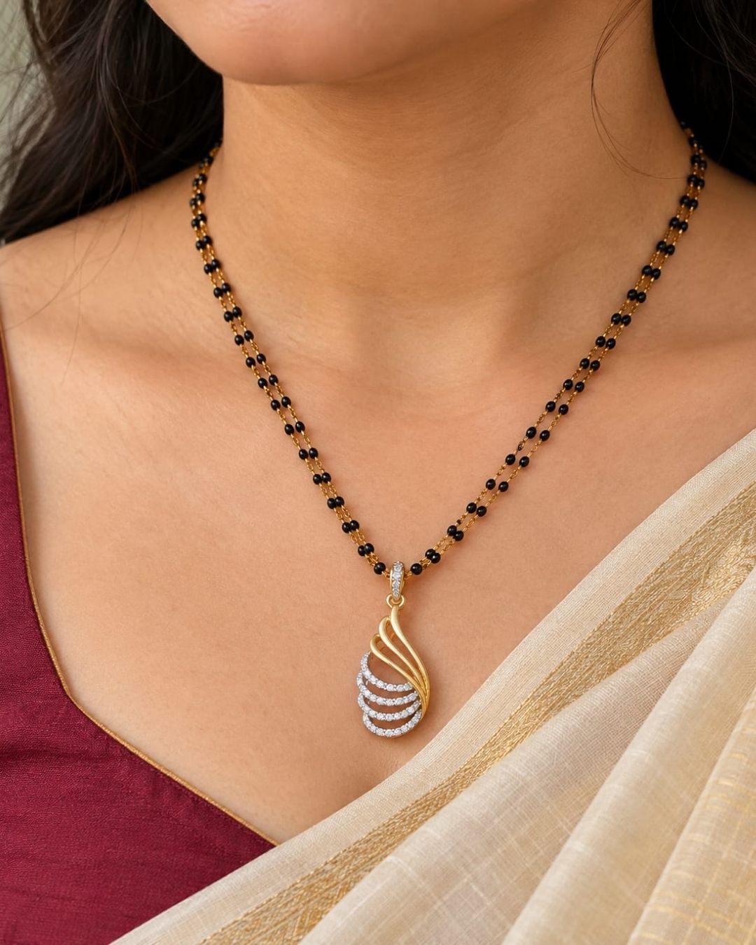 Stylish Gold Plated zircon Diamond Mangalsutra and Bracelet  combo