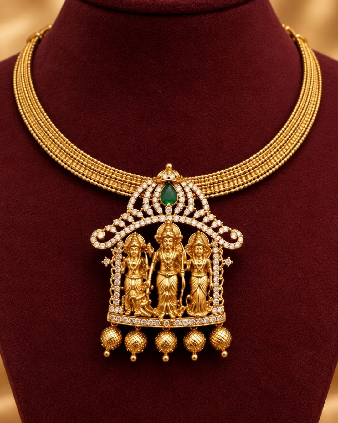 Gold Plated Ram Parivar Detachable Necklace set