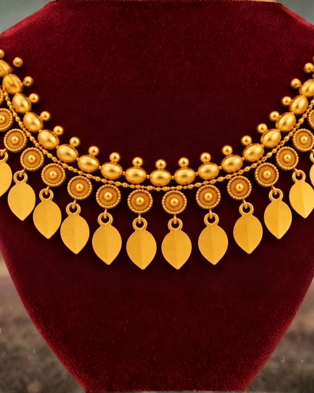 Elakathalli Gold Plated Traditional Leaf Necklace