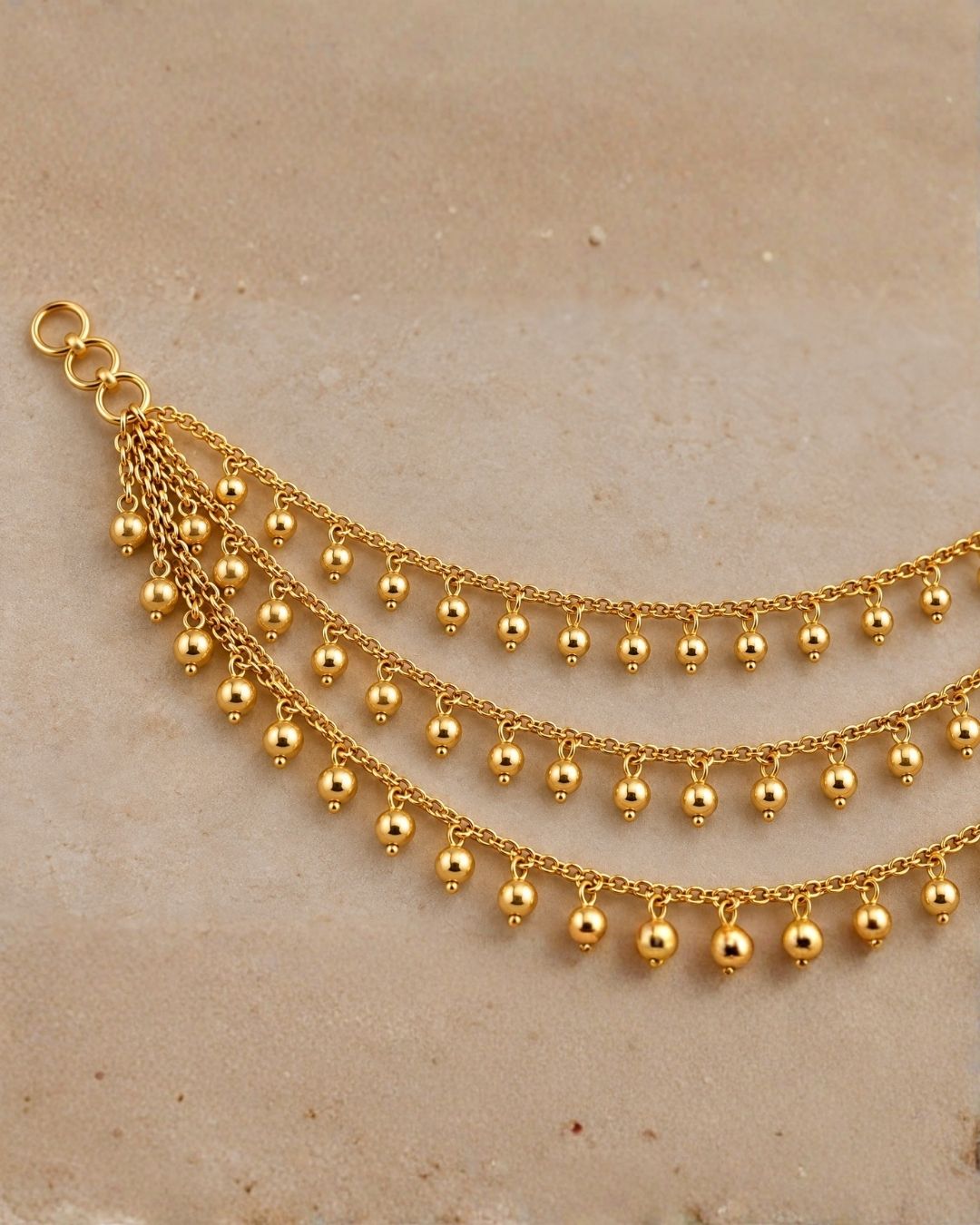 Gold Plated Multi-Layer Beaded Earchains