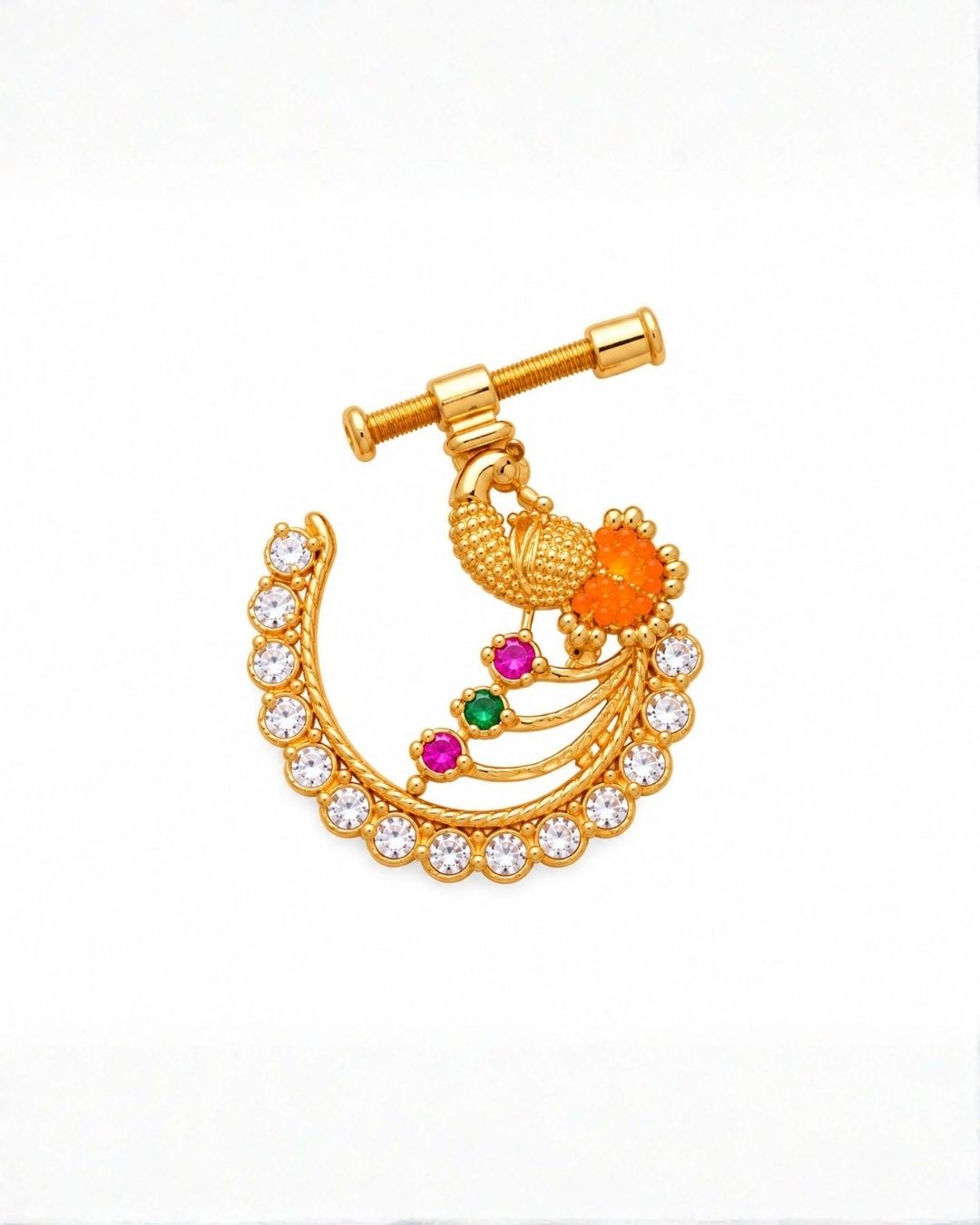 Gold Plated Peacock Design Nose Pin