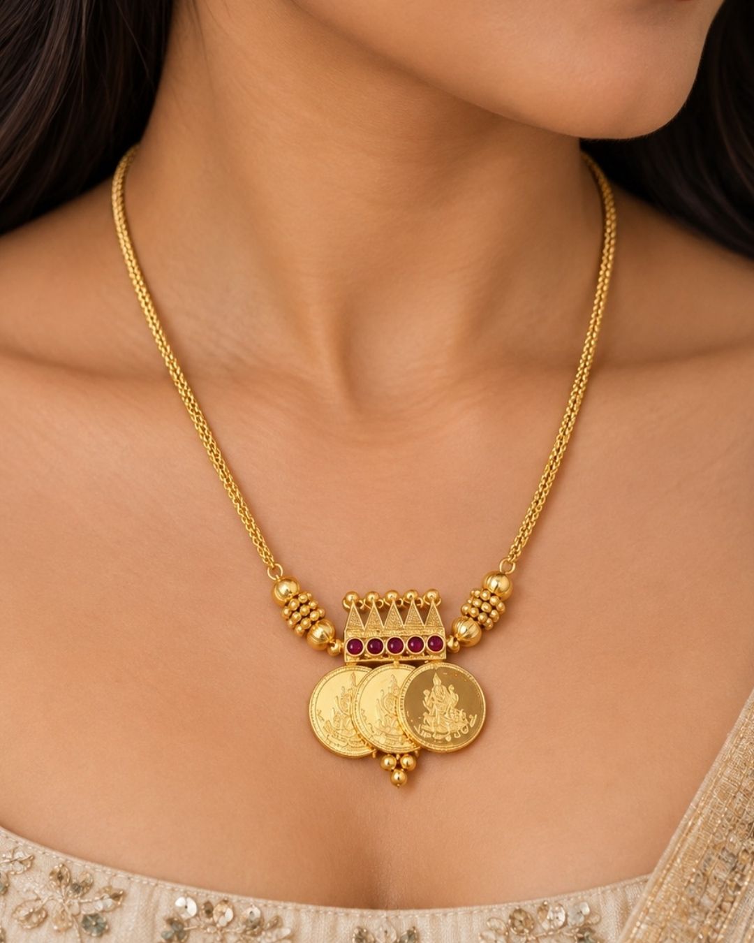 Gold Plated Laxmi Coins Traditional Necklace