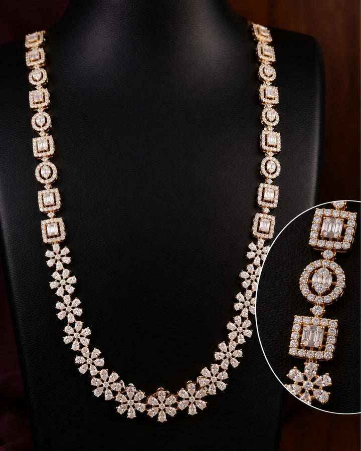 Zircon Diamond Gold Plated Necklace With Earrings