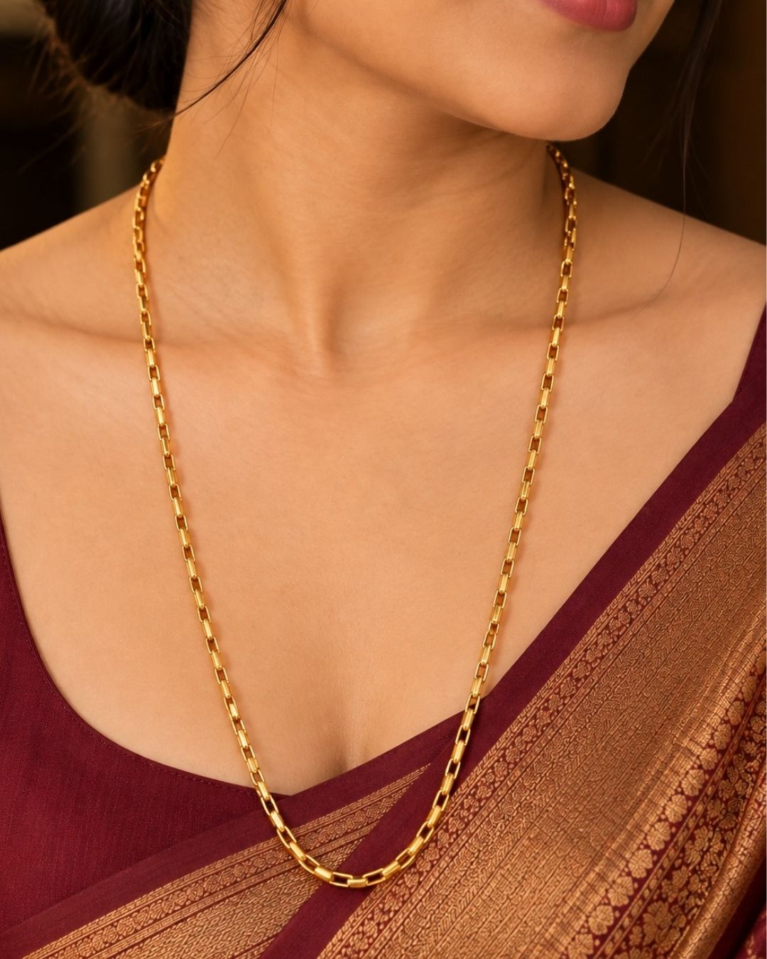 18k Gold Plated Bar and Link Chain for Women