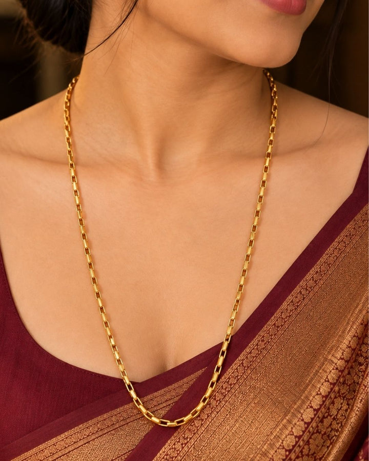 18k Gold Plated Bar and Link Chain for Women