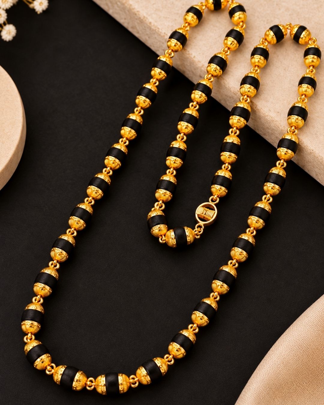 Gold Plated Black Men’s Rudraksha Mala