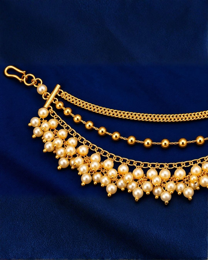 Gold Plated Traditional Multi-Layer Pearl Ear Chains