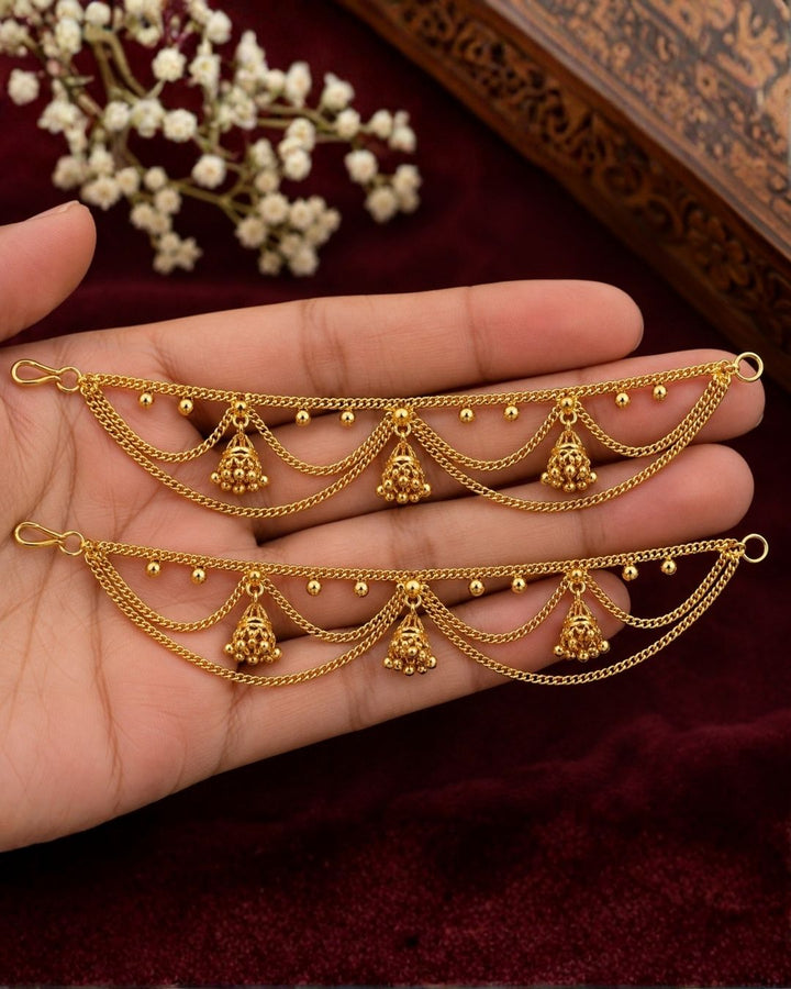 18K Gold Plated Jhumka Drop Earchains gm27