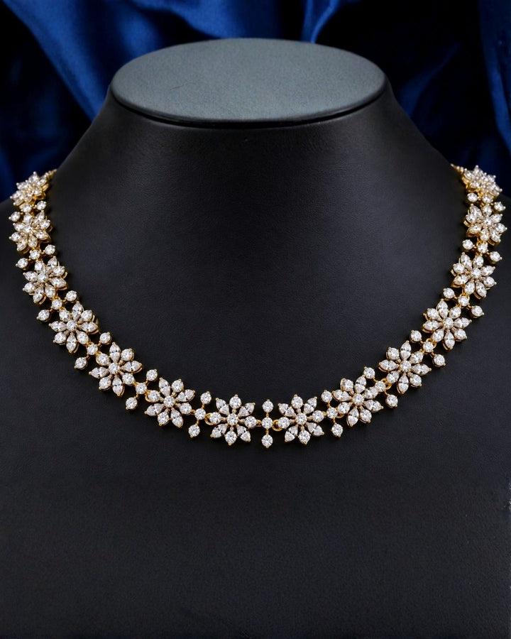 Pure Zirconian Diamond Gold Plated Necklace With Earrings c107520