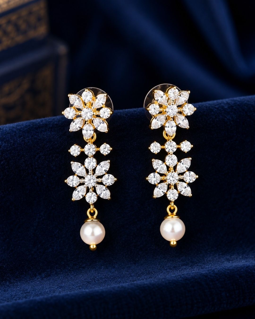 Pure Zirconian Diamond Gold Plated Necklace With Earrings c107520