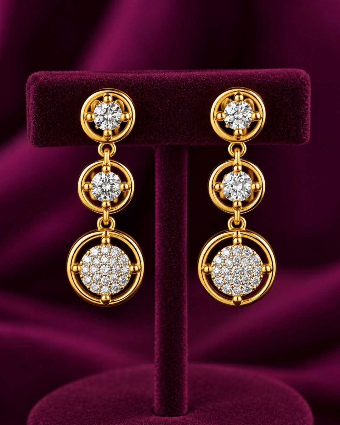 Zircon Diamond Gold Plated Necklace with Earrings