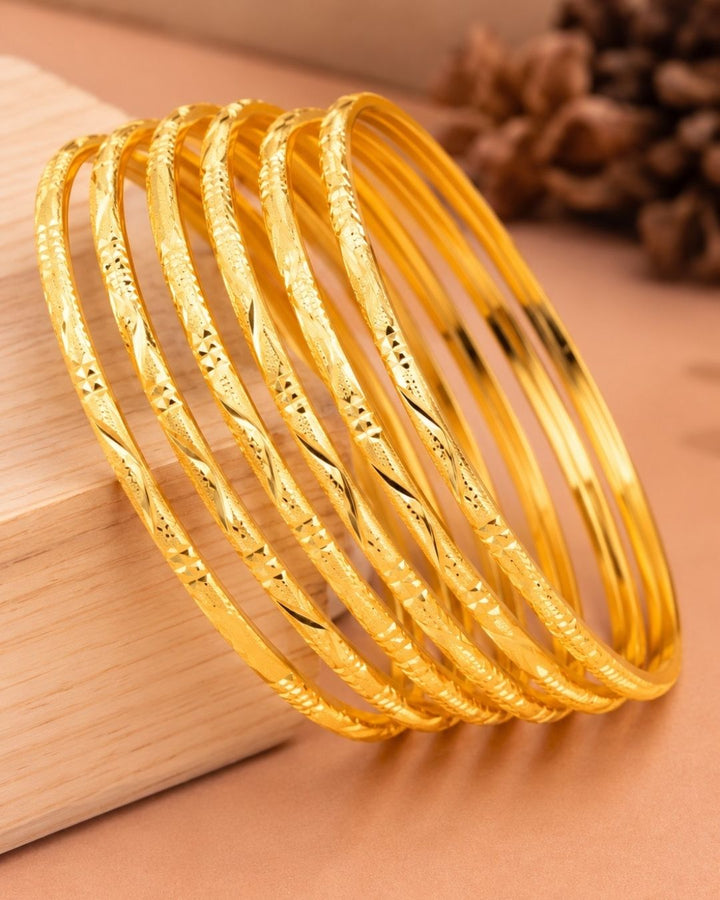 18k Gold Plated Classic Daily Wear Bangles (Set of 8)