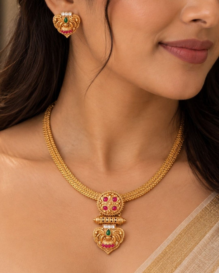 Gold Plated Detachable Pendant Necklace Set