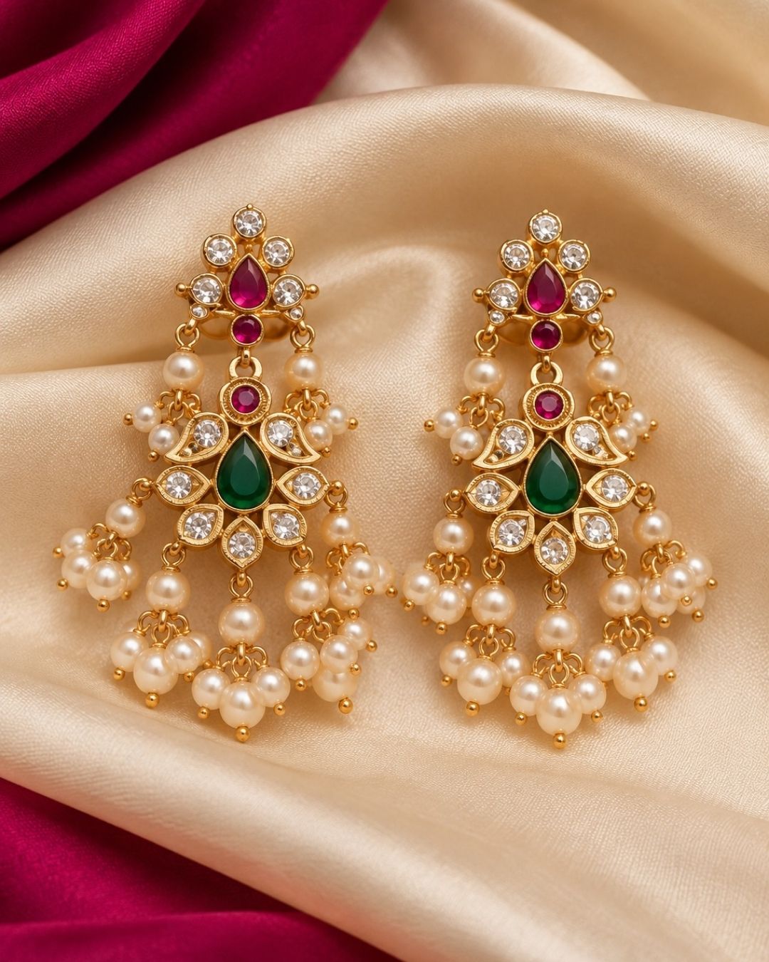 Jadau Kundan Gold Plated Guttapusalu Beaded Mangalsutra With Earrings g101200