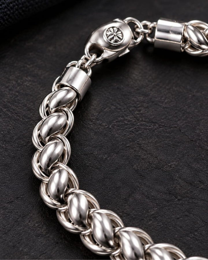 Silver Finish Men’s Bracelet with Elegant Twisted Chain Design