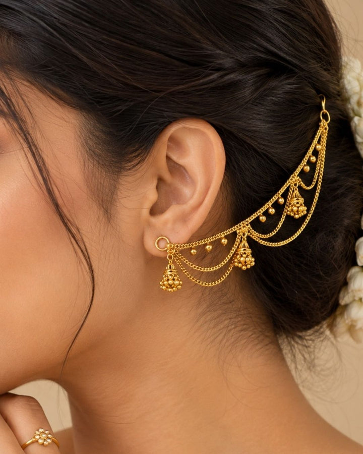 18K Gold Plated Jhumka Drop Earchains gm27