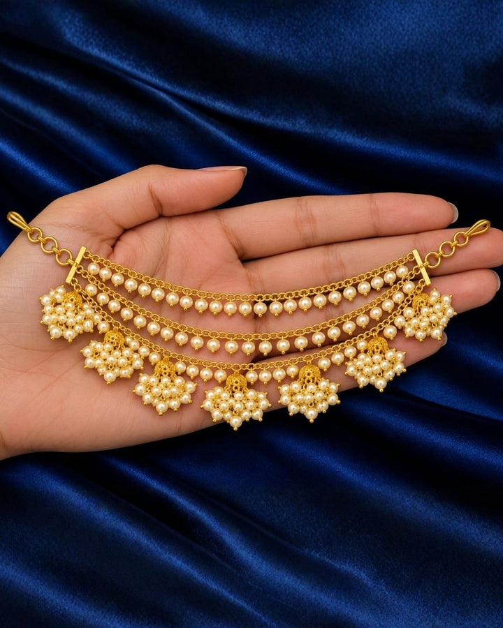 Gold Plated Pearl Earchains Traditional