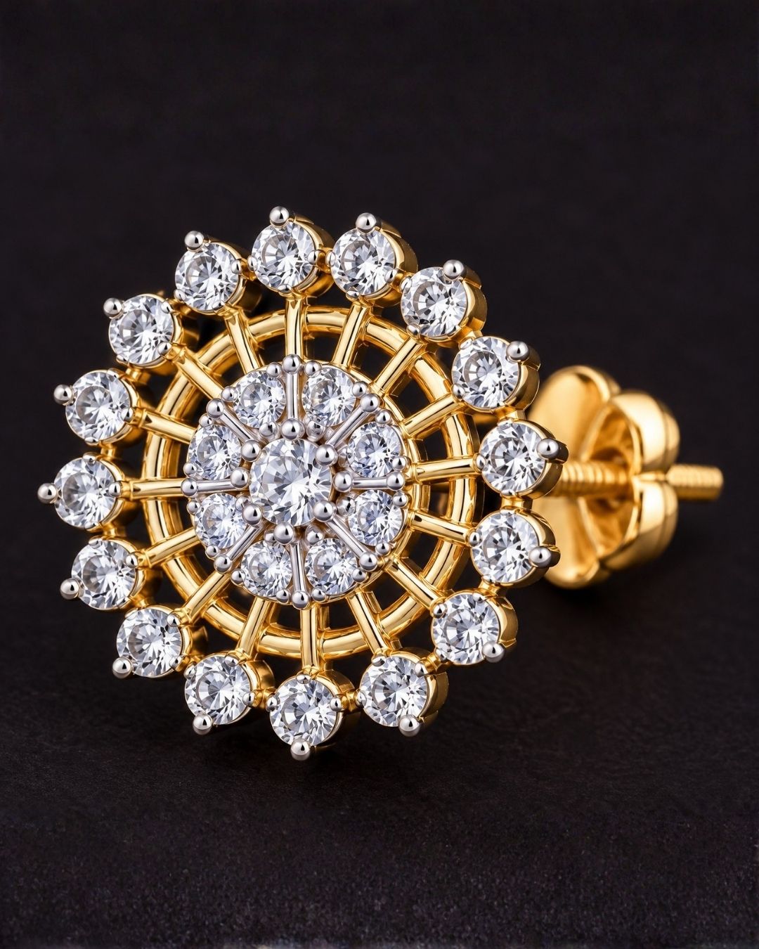 Zircon Diamond Gold Plated Round Studs