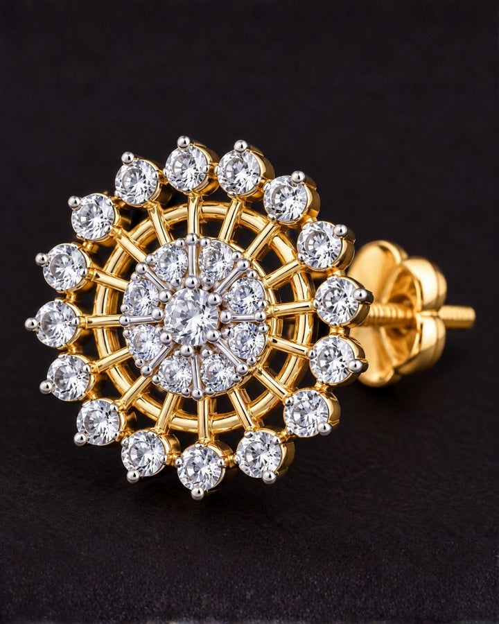 Zircon Diamond Gold Plated Round Studs
