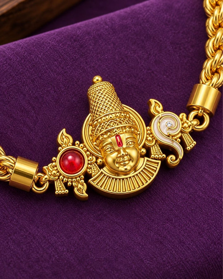 Gold Plated Balaji with Twisted Rope Bracelet