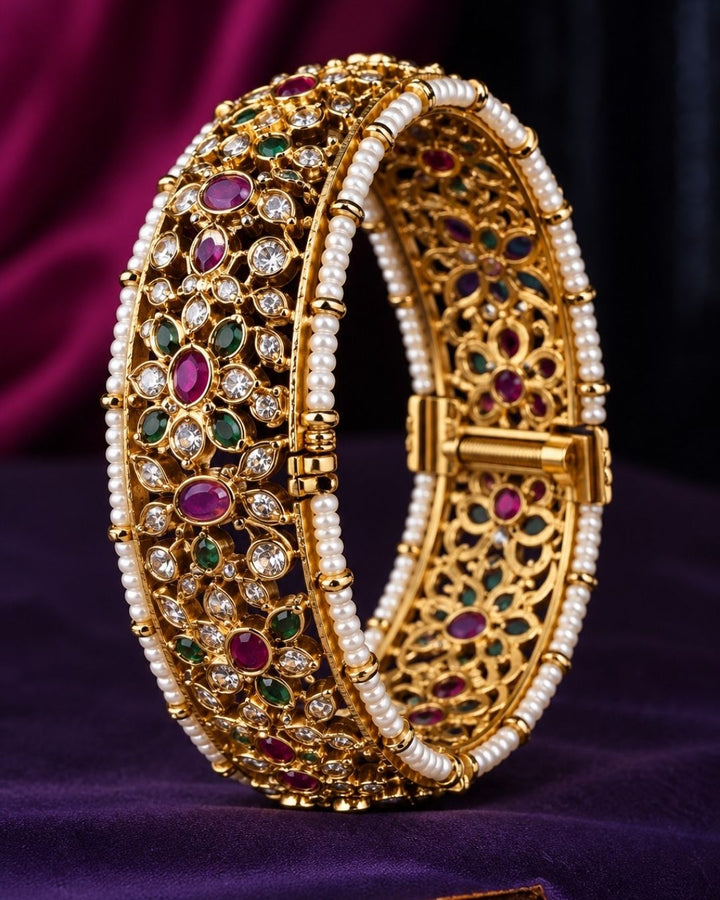 Gold Plated Matt Finish Openable Kada
