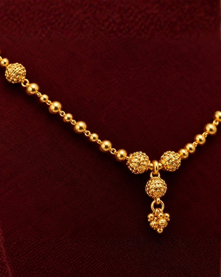 Traditional Gold Bead Drop Necklace