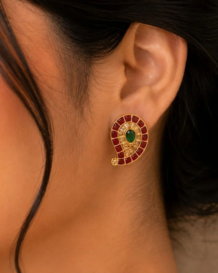Kundan Gold Plated Laxmi Kasula Necklace with Earrings