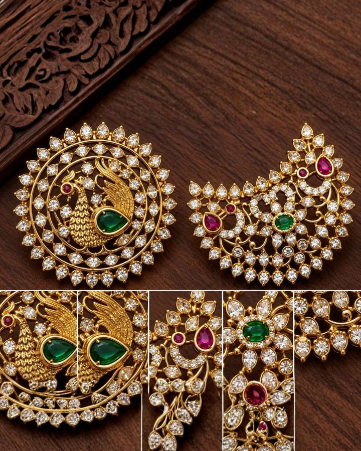 Kundan Gold Plated Sun Moon Hair Accessories