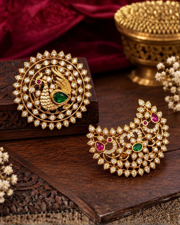 Kundan Gold Plated Sun Moon Hair Accessories