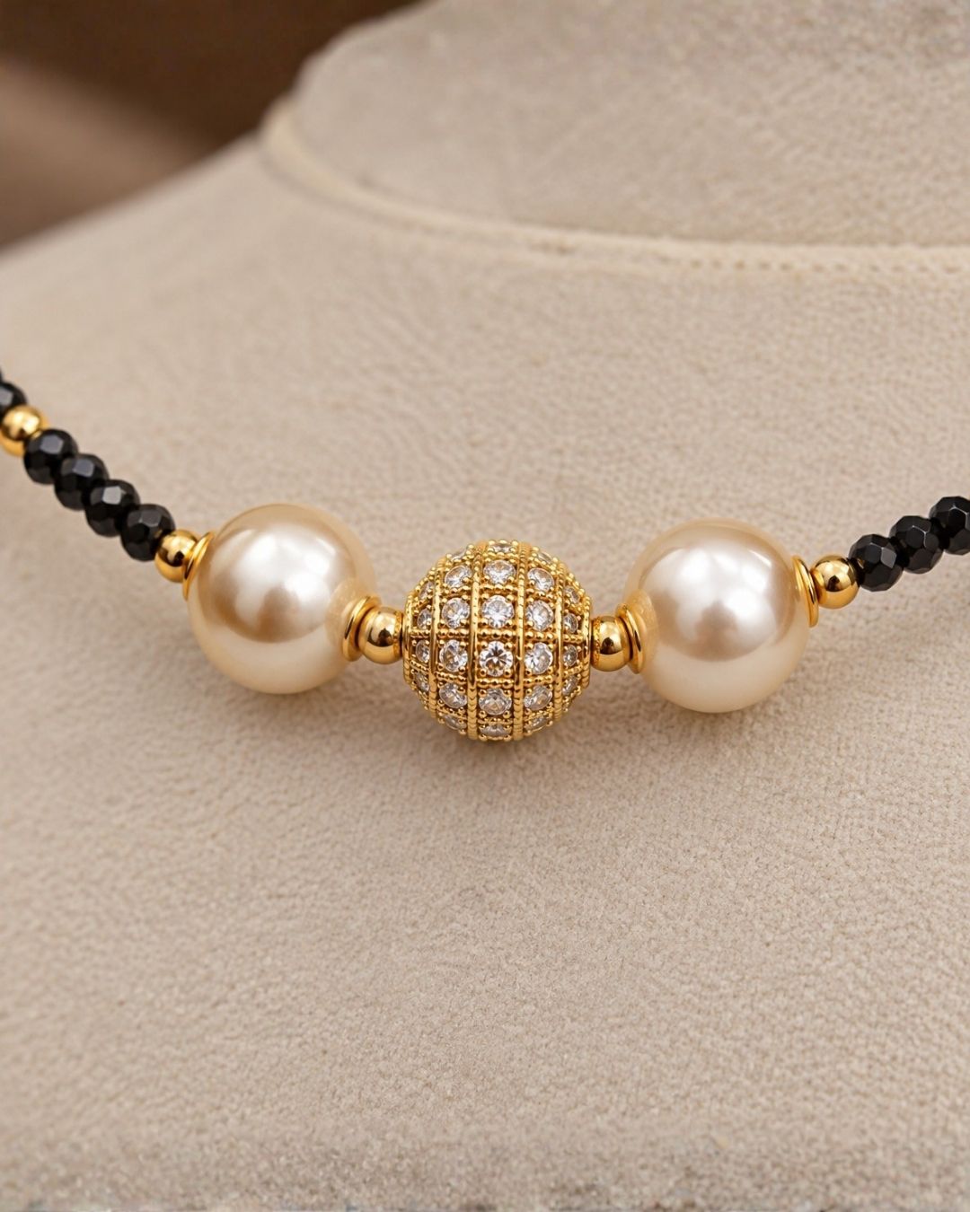 Zircon Diamond Ball Shape Pendant Gold Plated Mangalsutra