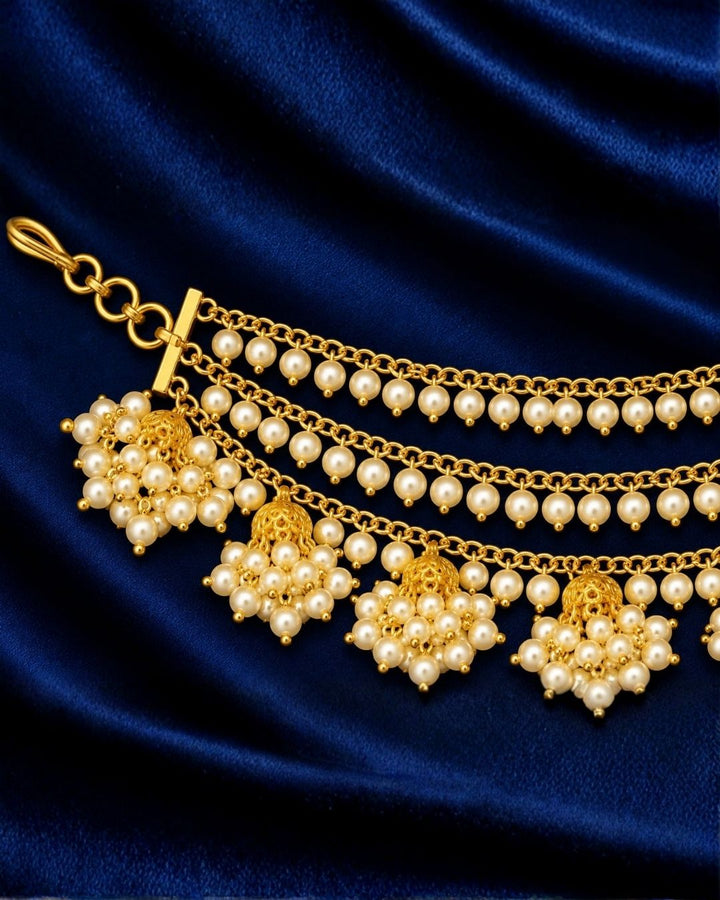 Gold Plated Pearl Earchains Traditional