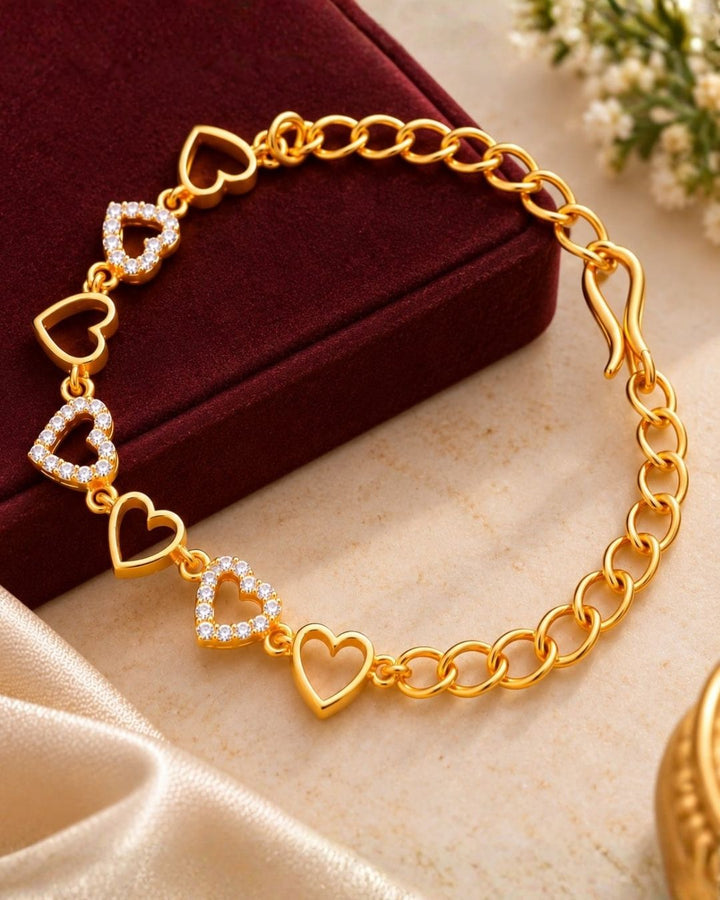 Gold Plated Heart Bracelet for Women
