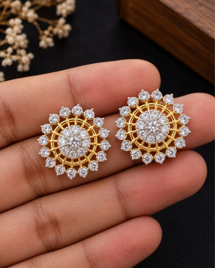 Zircon Diamond Gold Plated Round Studs