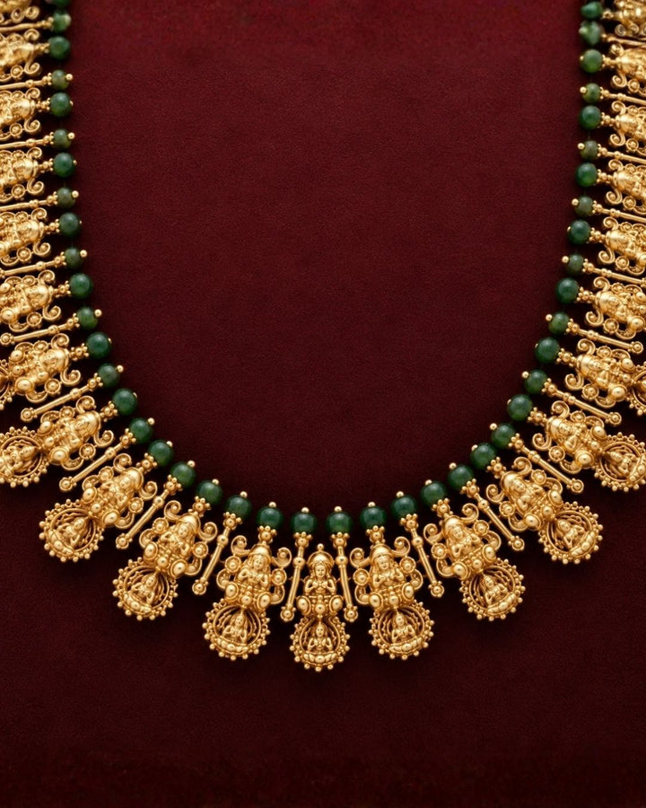 Gold Plated Lakshmi Haaram with Earrings