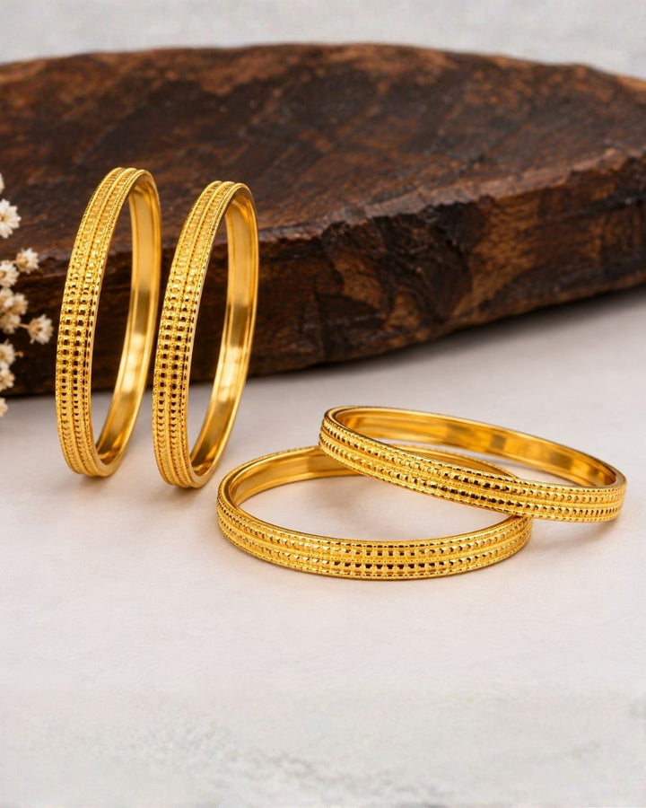 18K Gold Plated Patterned Bangles Set
