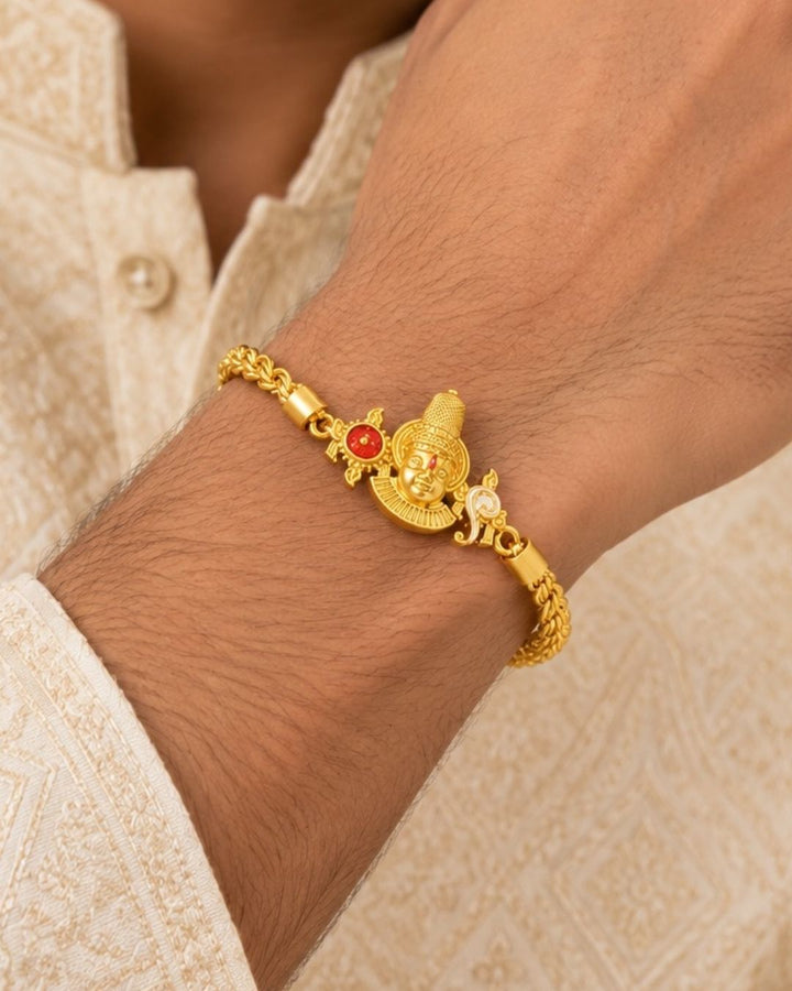 Gold Plated Balaji with Twisted Rope Bracelet